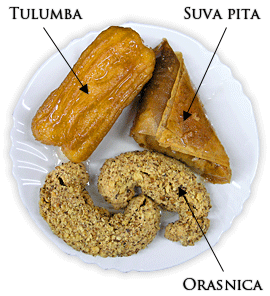 Suva pita, orasnica and tulumba
