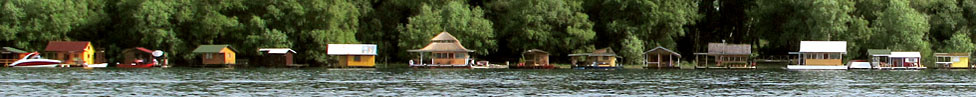 Floating cabins on the Sava River
